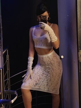 Sheer Lace Two-Piece Set in White